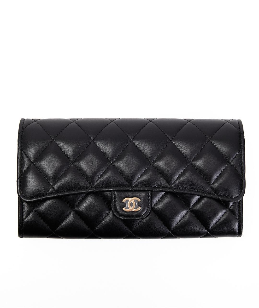 CHANEL Черный кожаный кошелек, фото 1