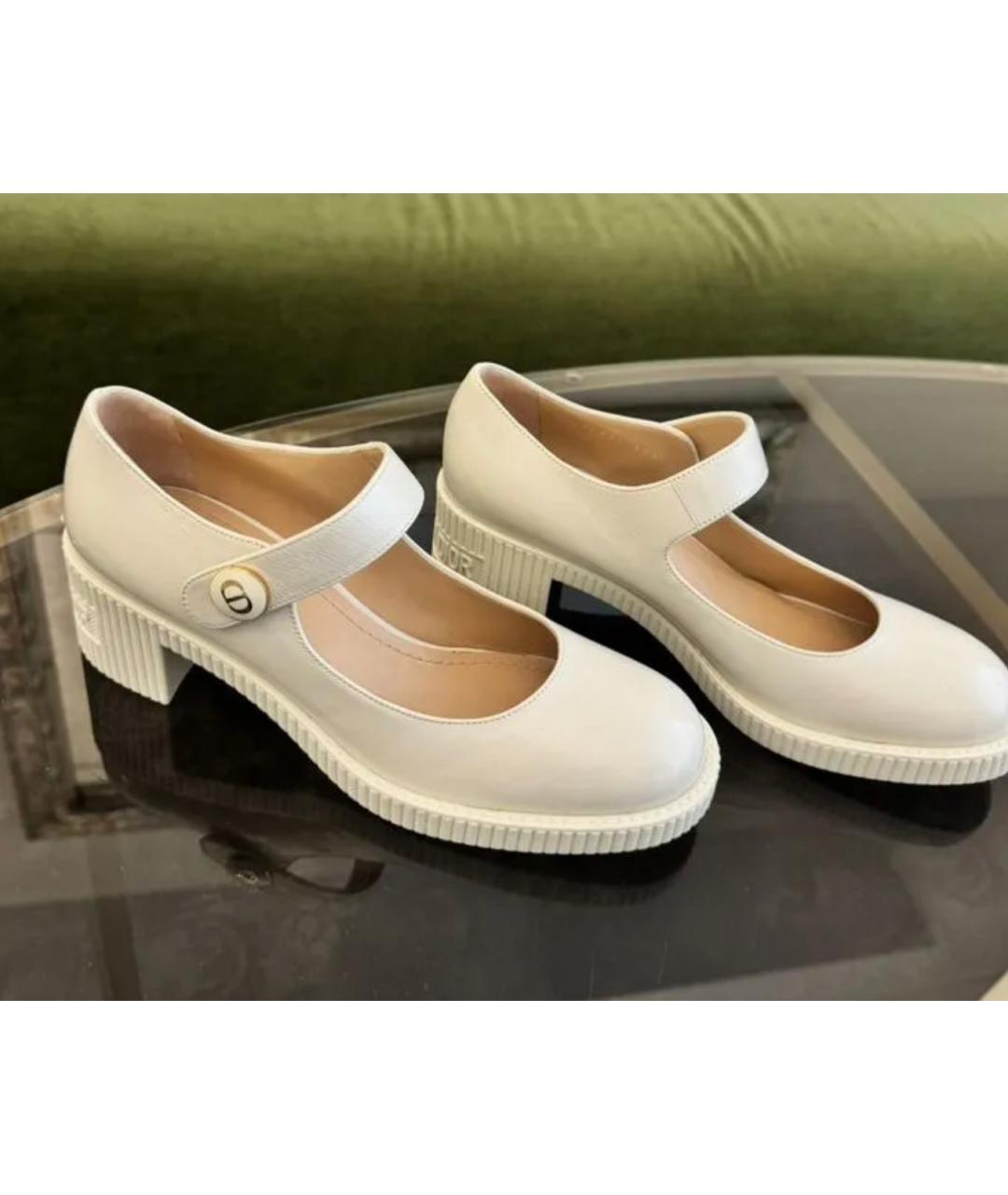 CHRISTIAN DIOR Бежевые кожаные туфли, фото 2