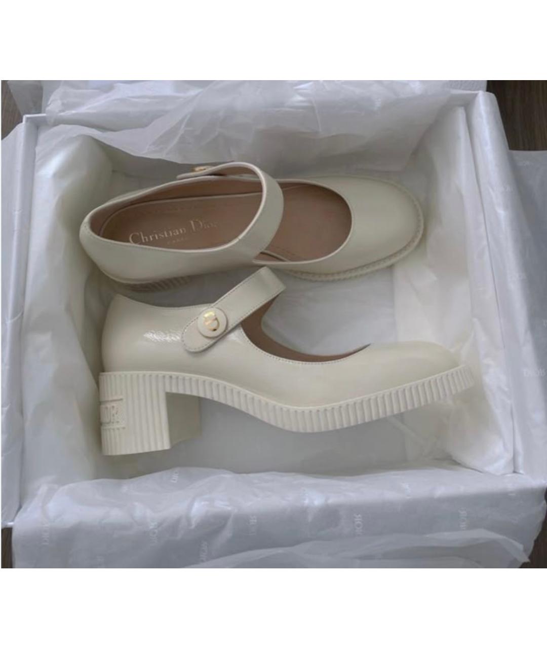 CHRISTIAN DIOR Бежевые кожаные туфли, фото 4