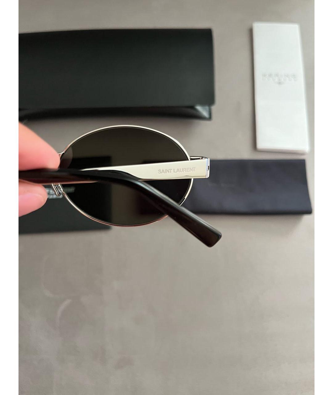 SAINT LAURENT Серебряные металлические солнцезащитные очки, фото 6
