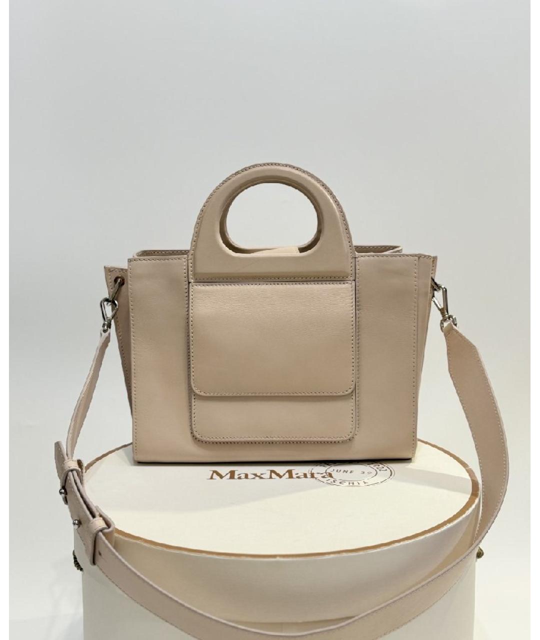 MAX MARA Розовая кожаная сумка с короткими ручками, фото 9