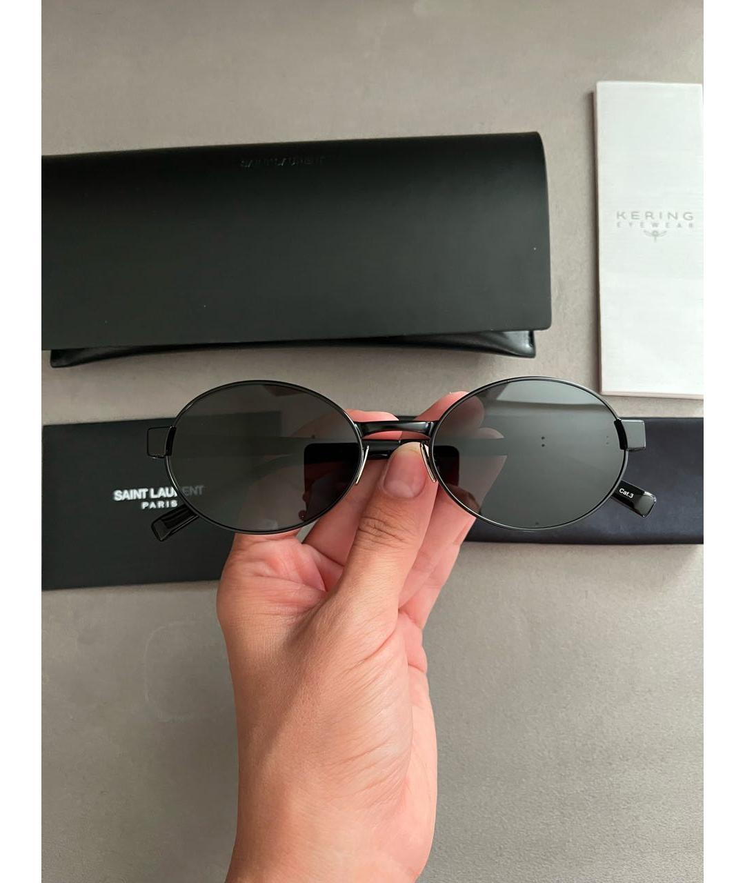 SAINT LAURENT Черные металлические солнцезащитные очки, фото 4