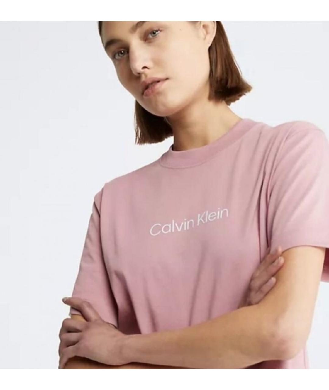 CALVIN KLEIN Розовая хлопковая футболка, фото 4
