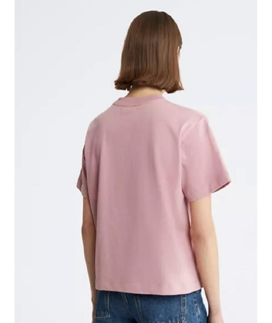 CALVIN KLEIN Розовая хлопковая футболка, фото 3