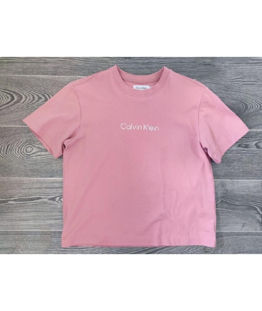 CALVIN KLEIN Розовая хлопковая футболка, фото 5
