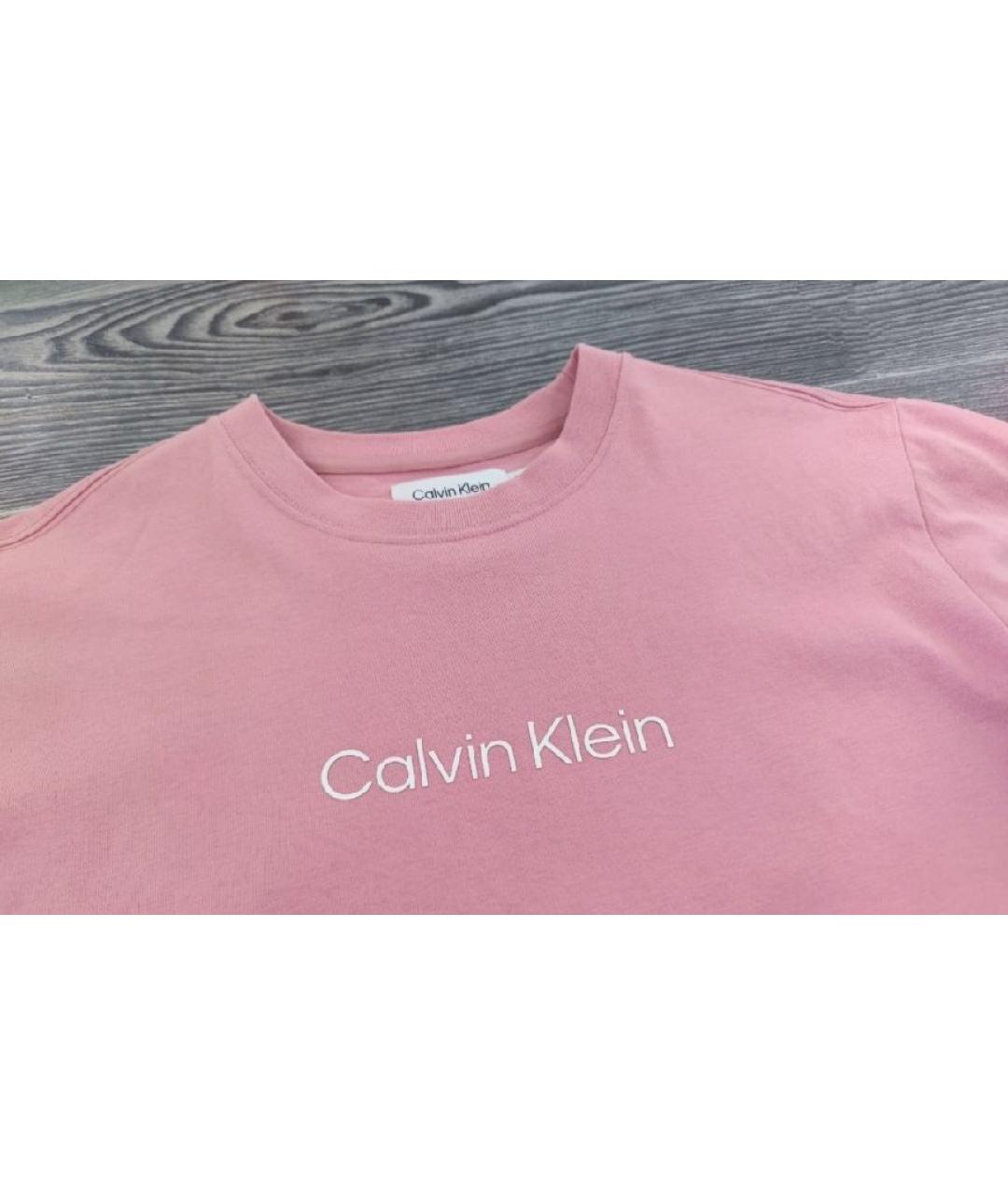CALVIN KLEIN Розовая хлопковая футболка, фото 7