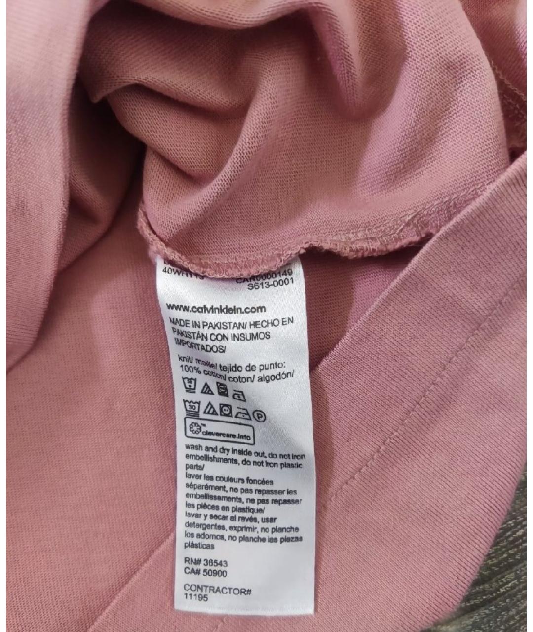 CALVIN KLEIN Розовая хлопковая футболка, фото 8