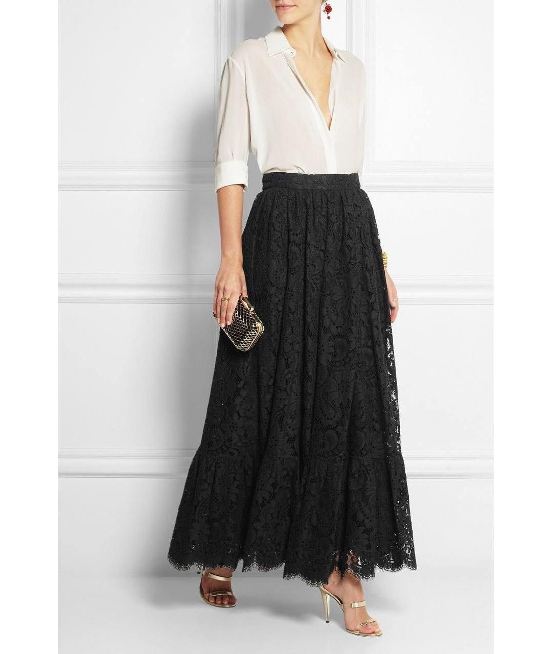 DOLCE&GABBANA Черная хлопковая юбка макси, фото 2