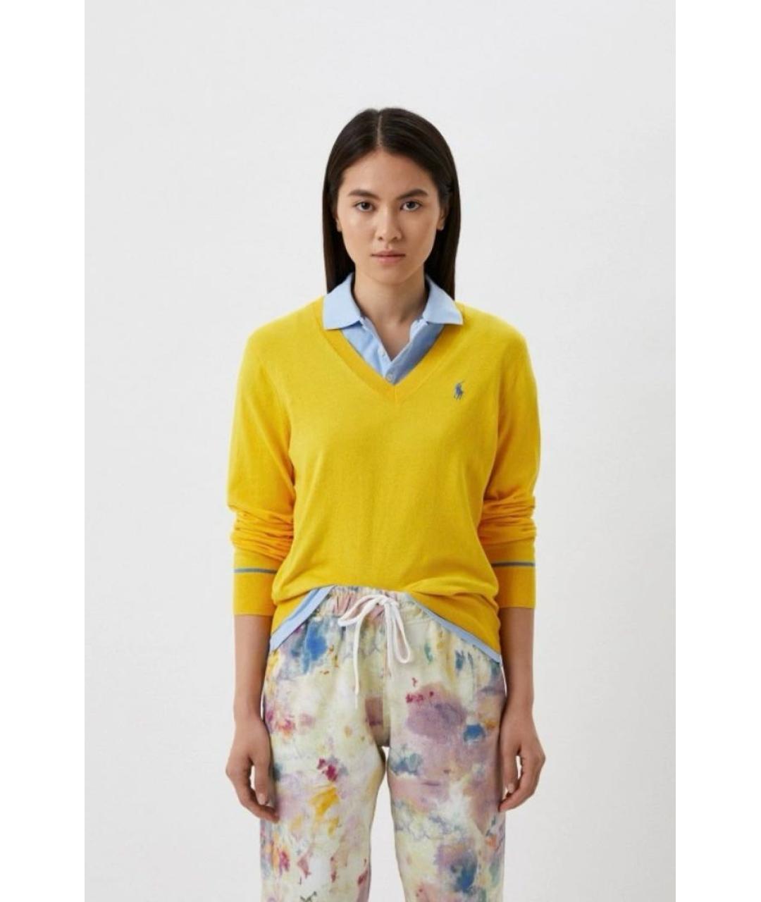 RALPH LAUREN Желтый хлопковый джемпер / свитер, фото 6