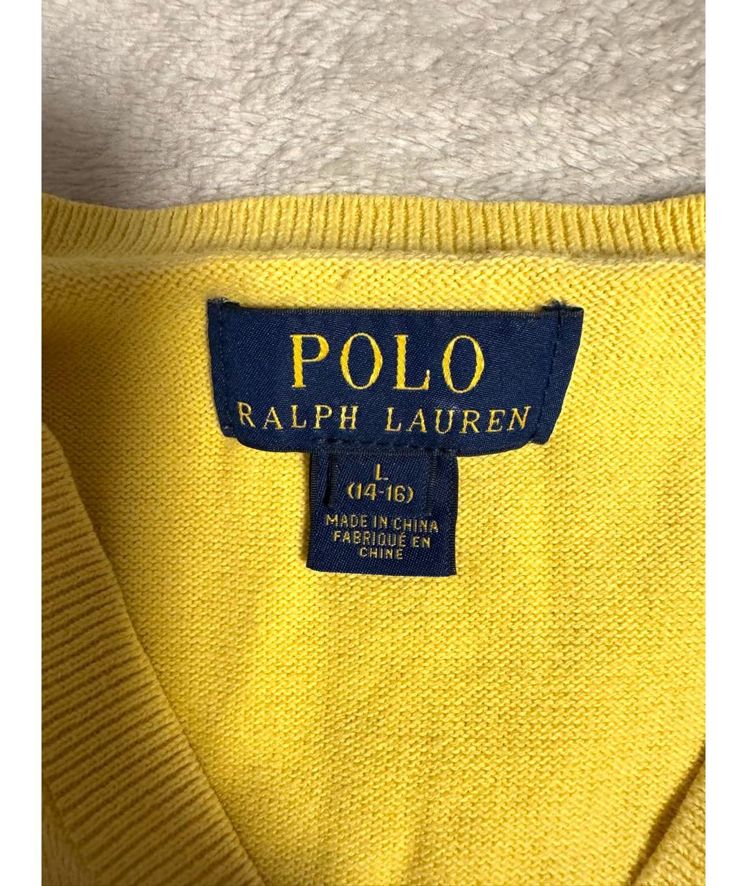 RALPH LAUREN Желтый хлопковый джемпер / свитер, фото 3