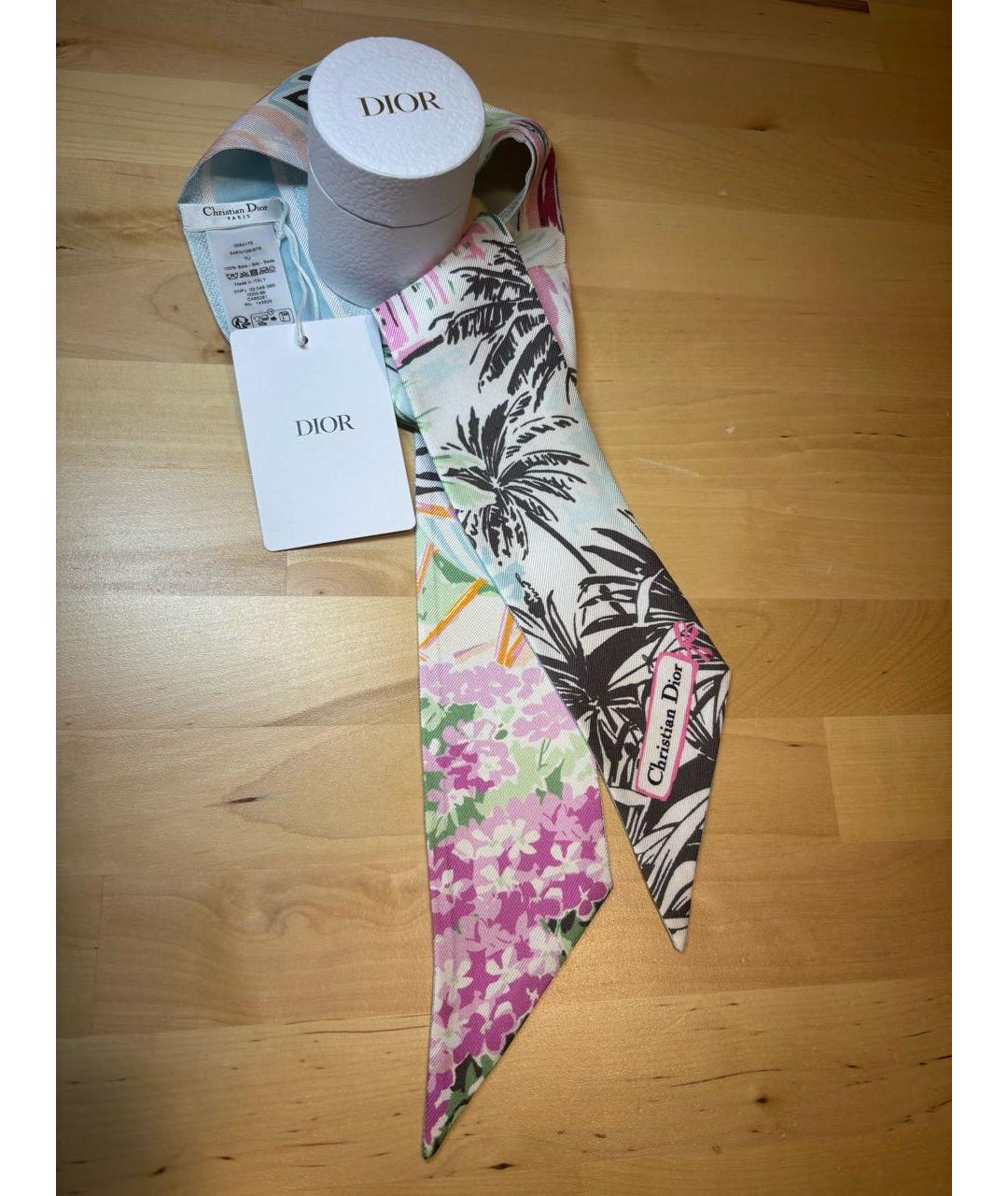 CHRISTIAN DIOR Мульти шелковый шарф, фото 7