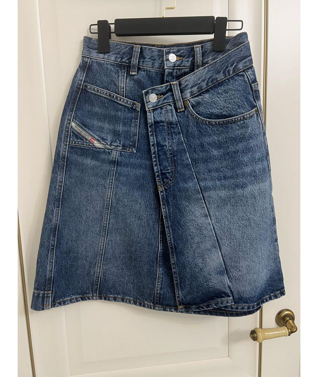 DIESEL Темно-синяя деним юбка миди, фото 5
