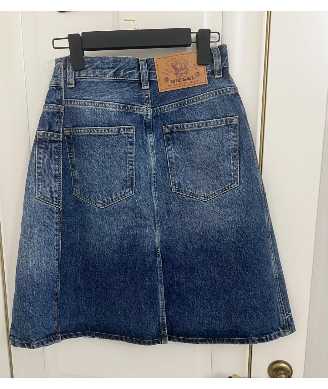 DIESEL Темно-синяя деним юбка миди, фото 3
