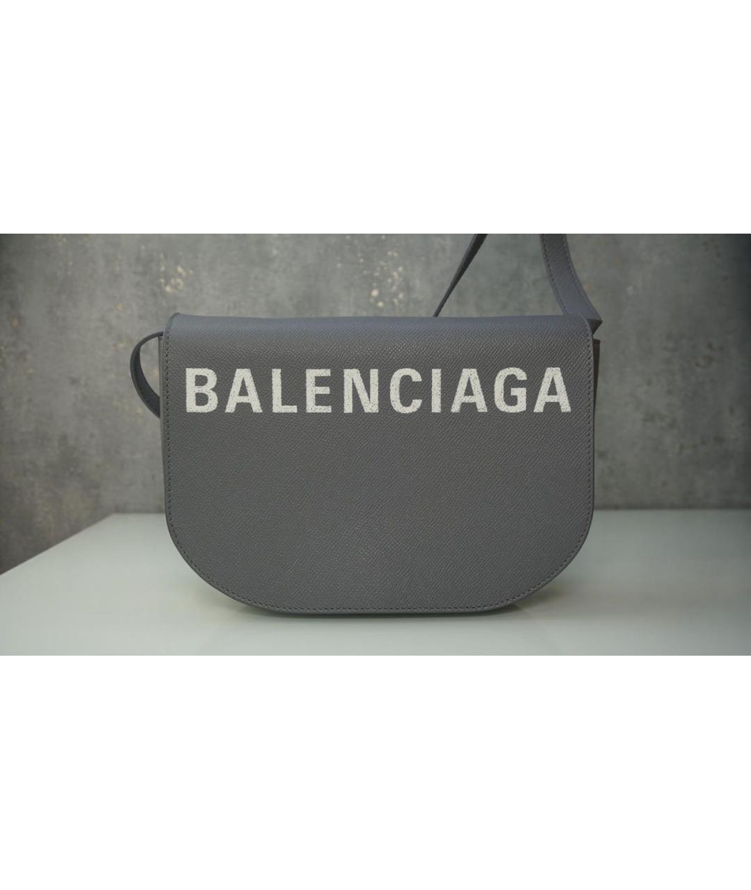 BALENCIAGA Серая кожаная сумка через плечо, фото 2