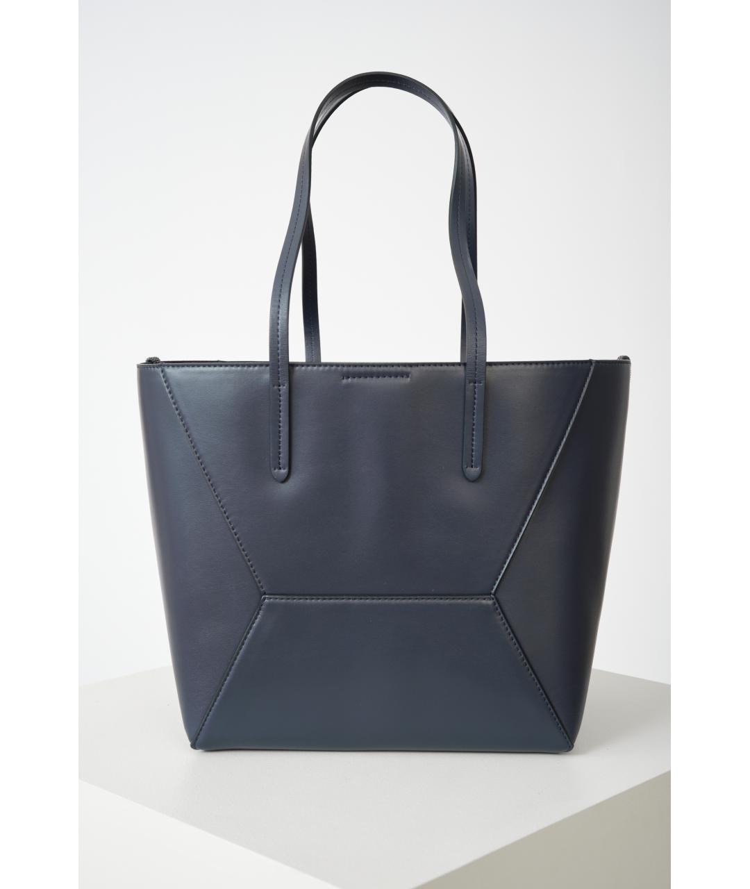 BRUNELLO CUCINELLI Темно-синяя кожаная сумка тоут, фото 6