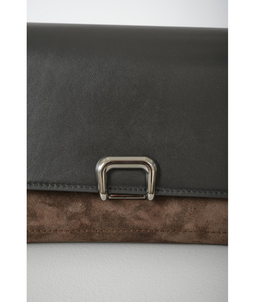 BRUNELLO CUCINELLI Черная кожаная сумка через плечо, фото 2