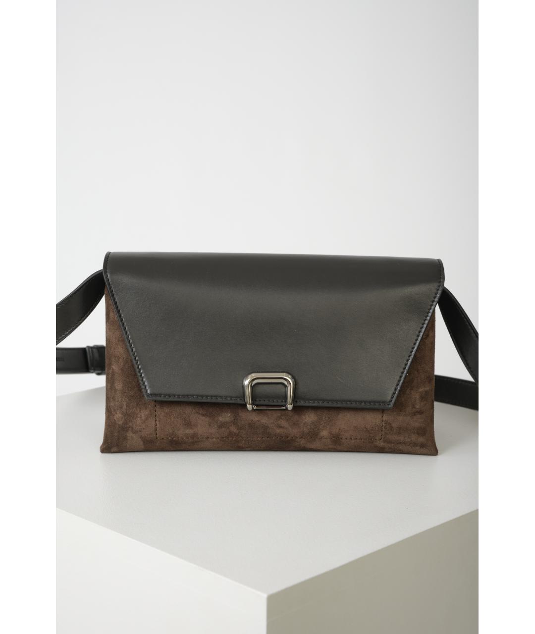 BRUNELLO CUCINELLI Черная кожаная сумка через плечо, фото 6