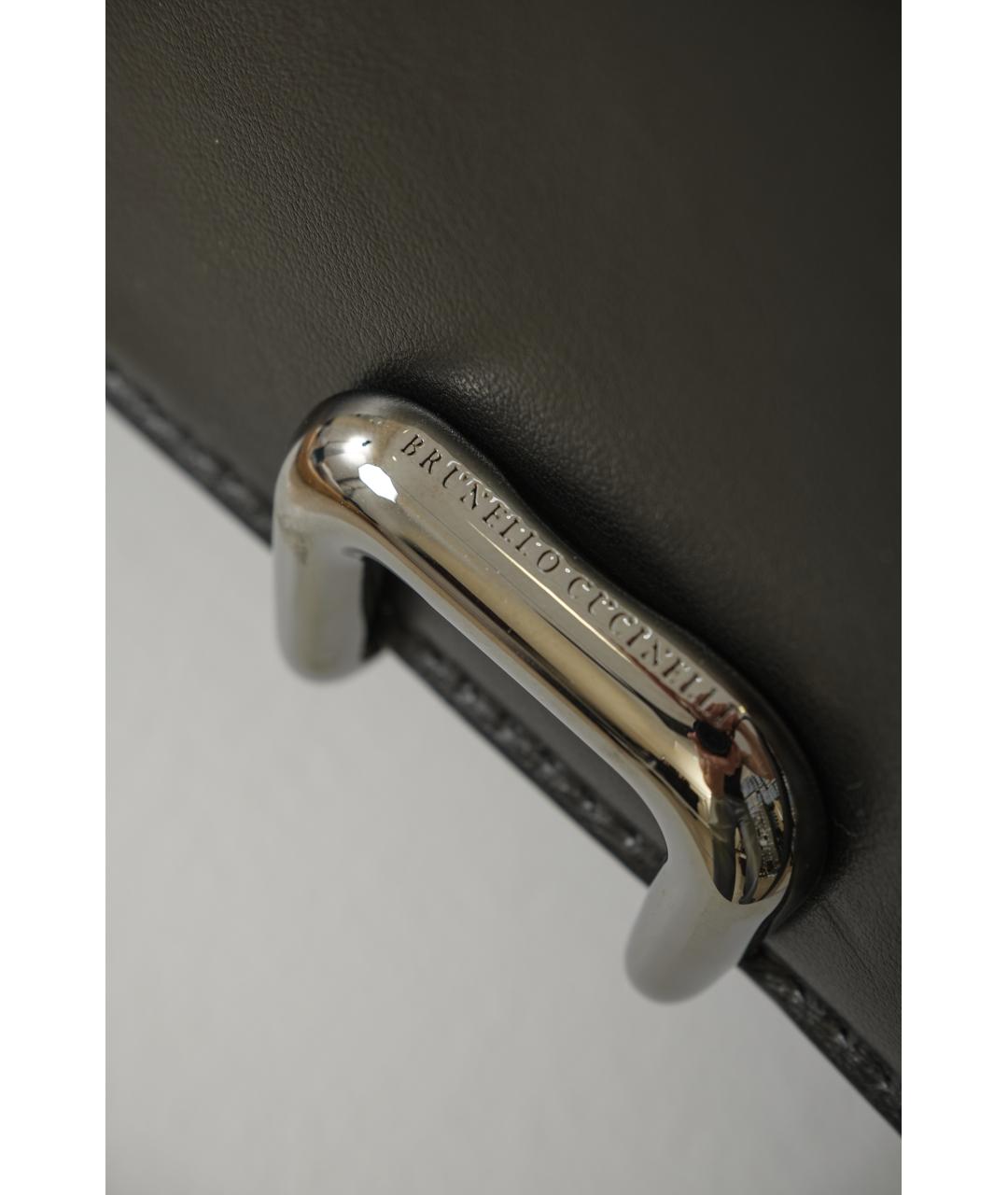BRUNELLO CUCINELLI Черная кожаная сумка через плечо, фото 5
