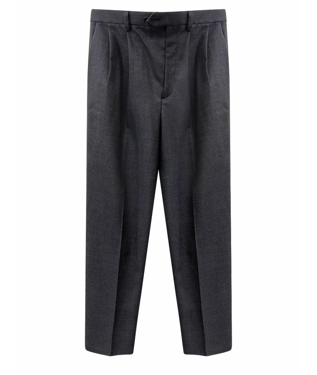 CELINE Серые шерстяные прямые брюки, фото 1