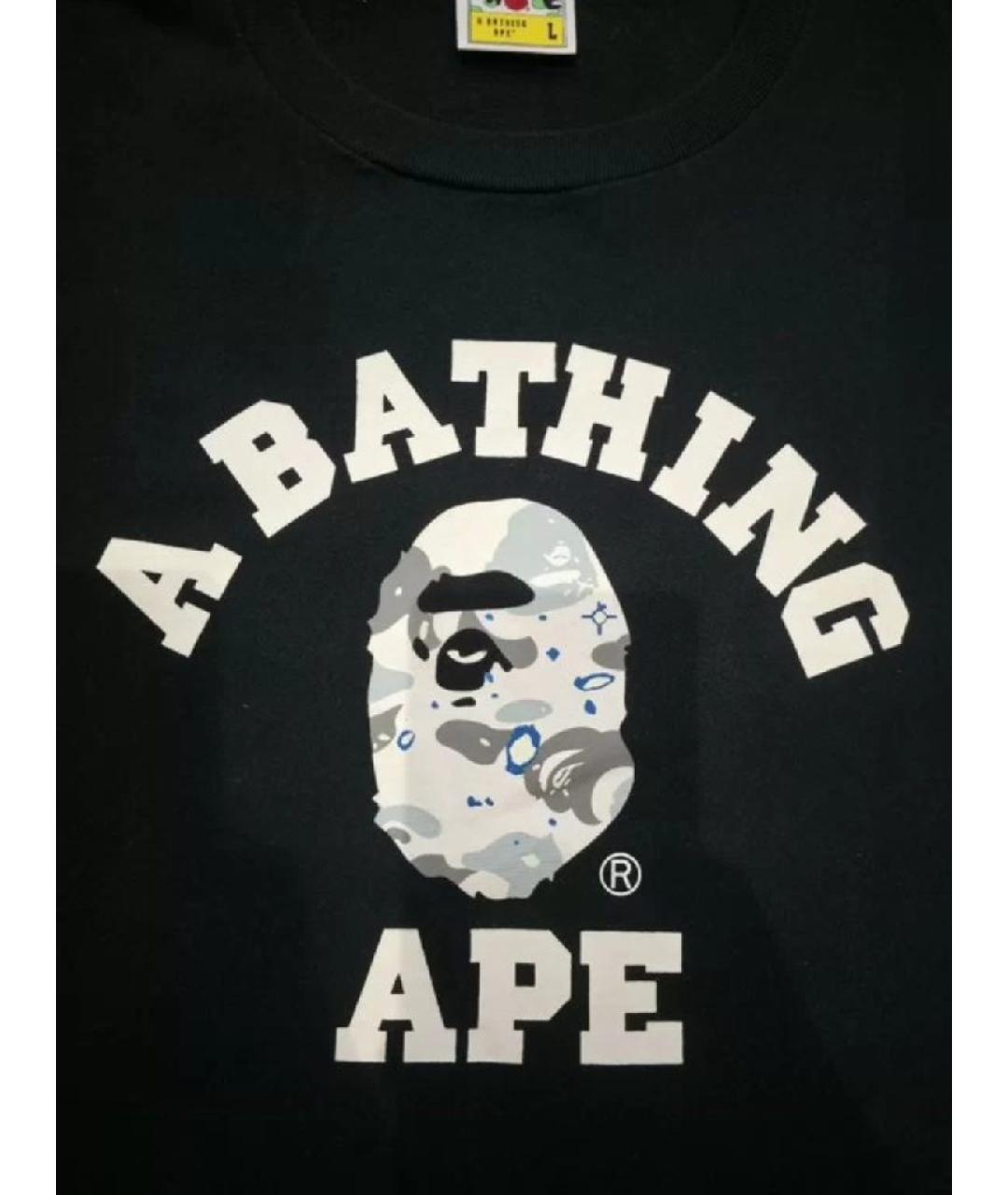 A BATHING APE Черная хлопковая футболка, фото 2