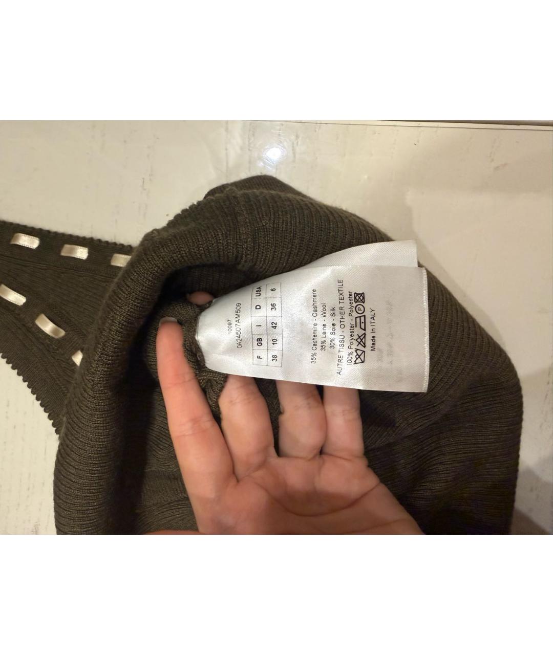 CHRISTIAN DIOR Хаки кашемировая майка, фото 2