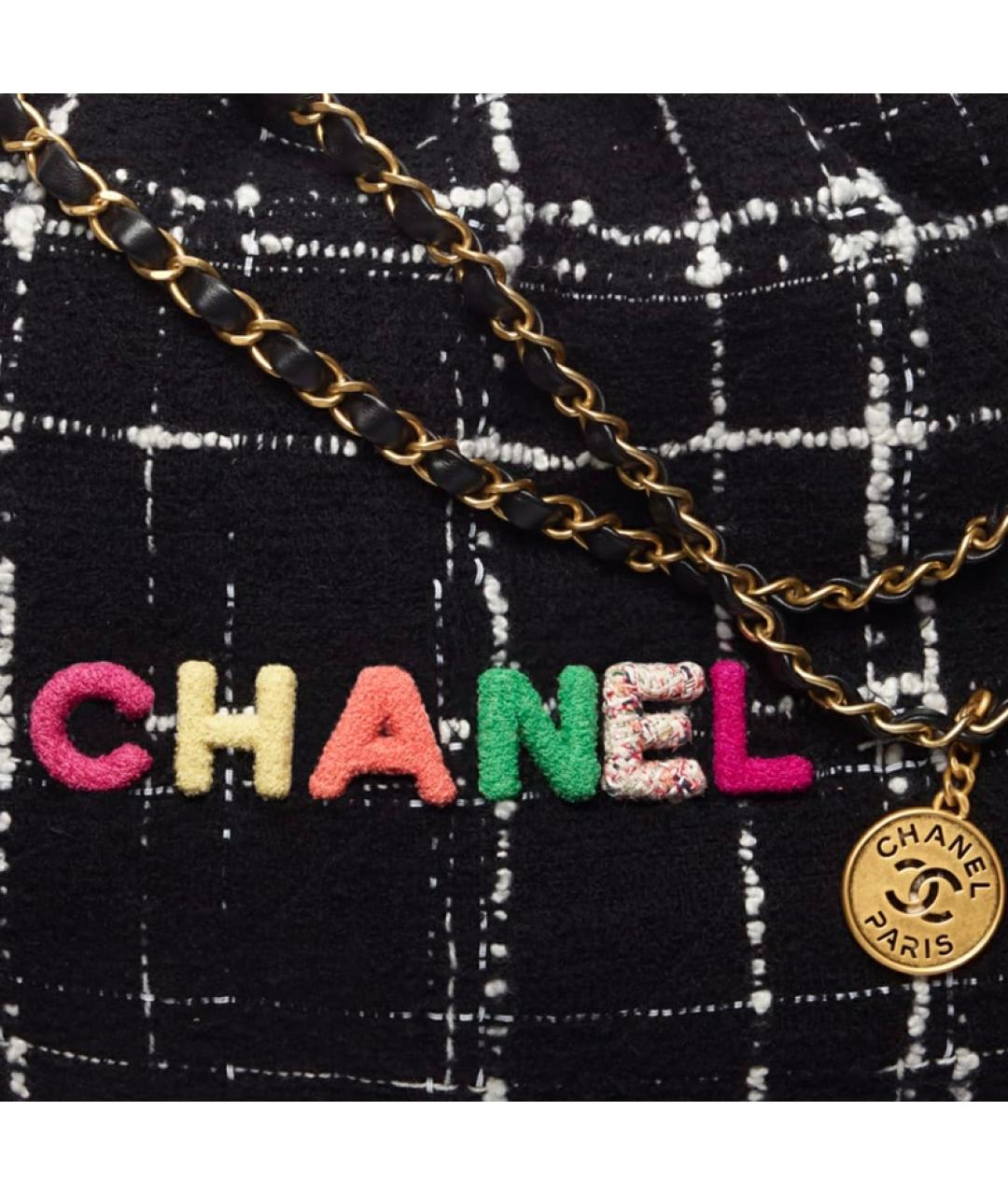 CHANEL Черная шерстяная сумка через плечо, фото 3