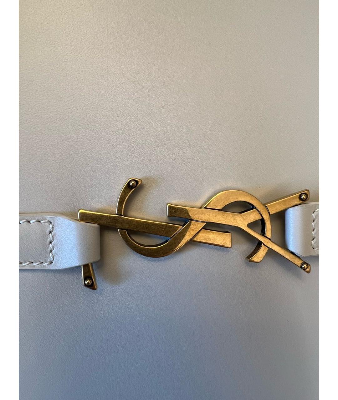 SAINT LAURENT Белая кожаная сумка с короткими ручками, фото 5