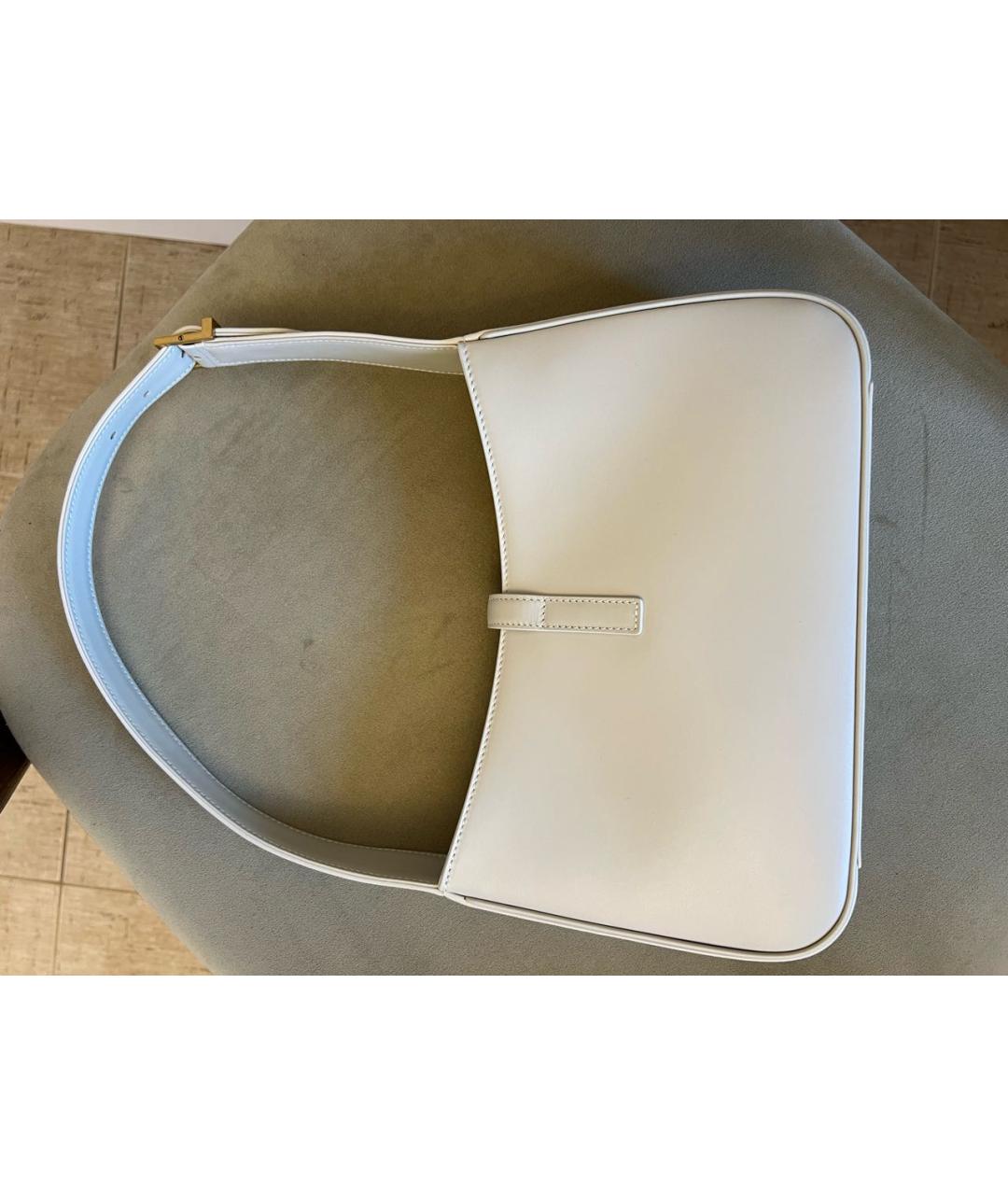 SAINT LAURENT Белая кожаная сумка с короткими ручками, фото 2