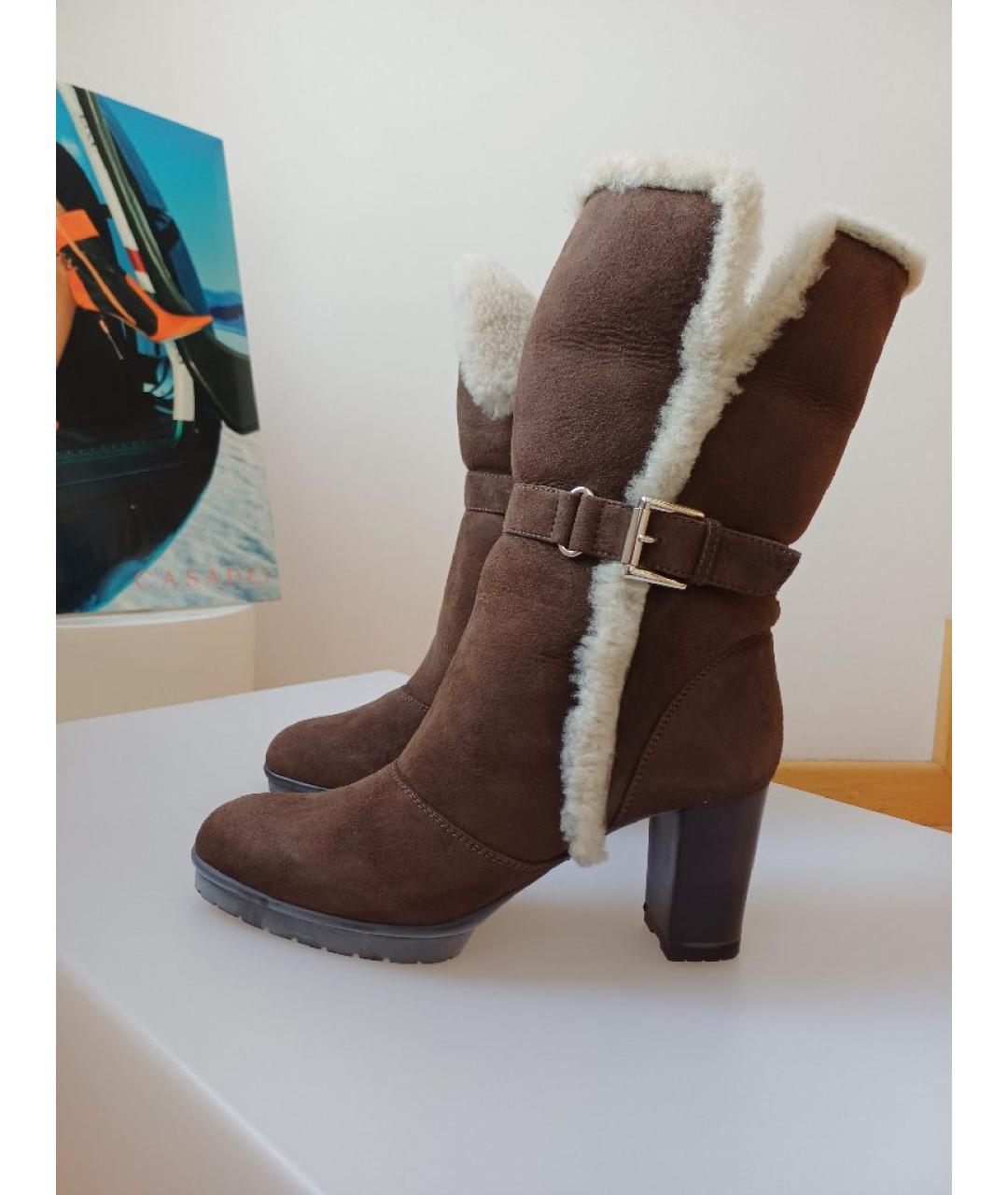 GIANVITO ROSSI Коричневые замшевые ботильоны, фото 2