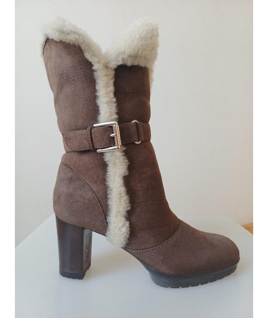 GIANVITO ROSSI Коричневые замшевые ботильоны, фото 9