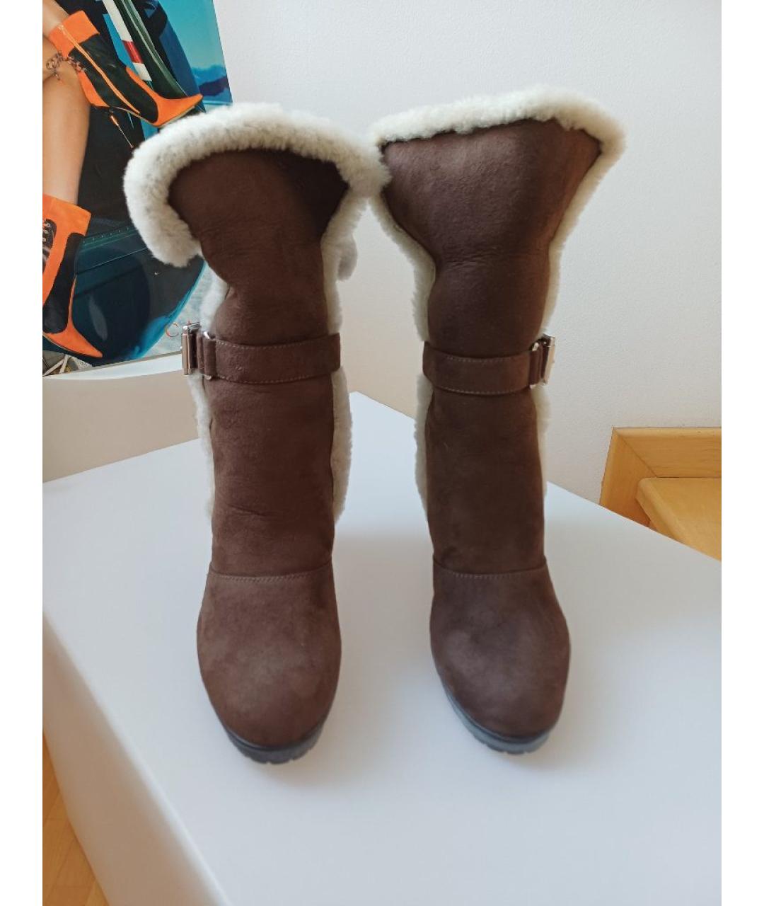 GIANVITO ROSSI Коричневые замшевые ботильоны, фото 6