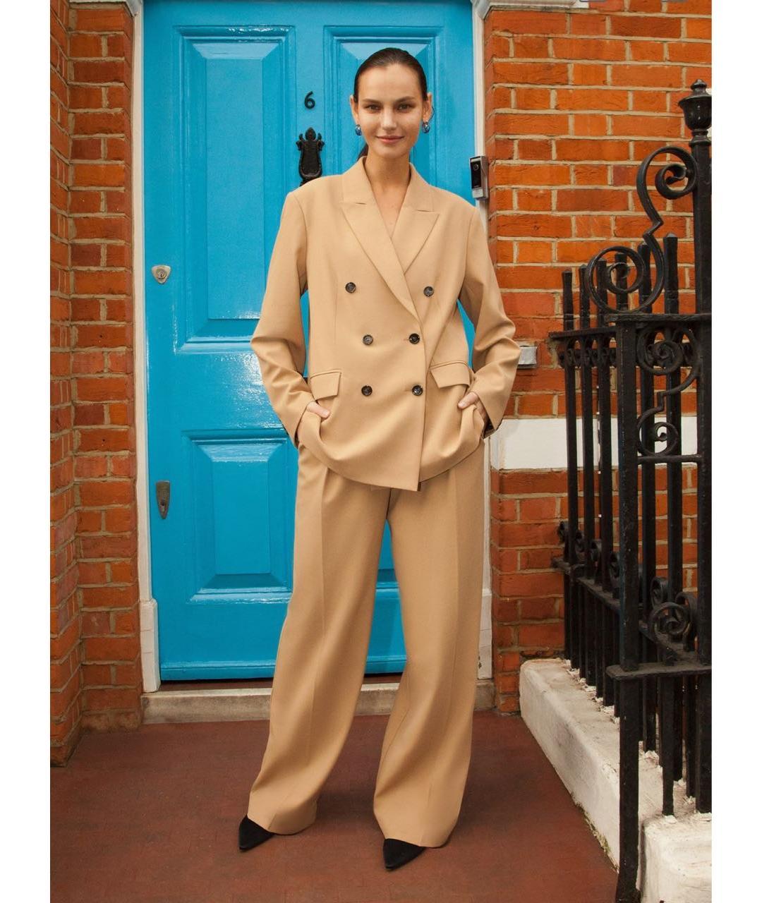 12 STOREEZ Горчичный вискозный костюм с брюками, фото 7