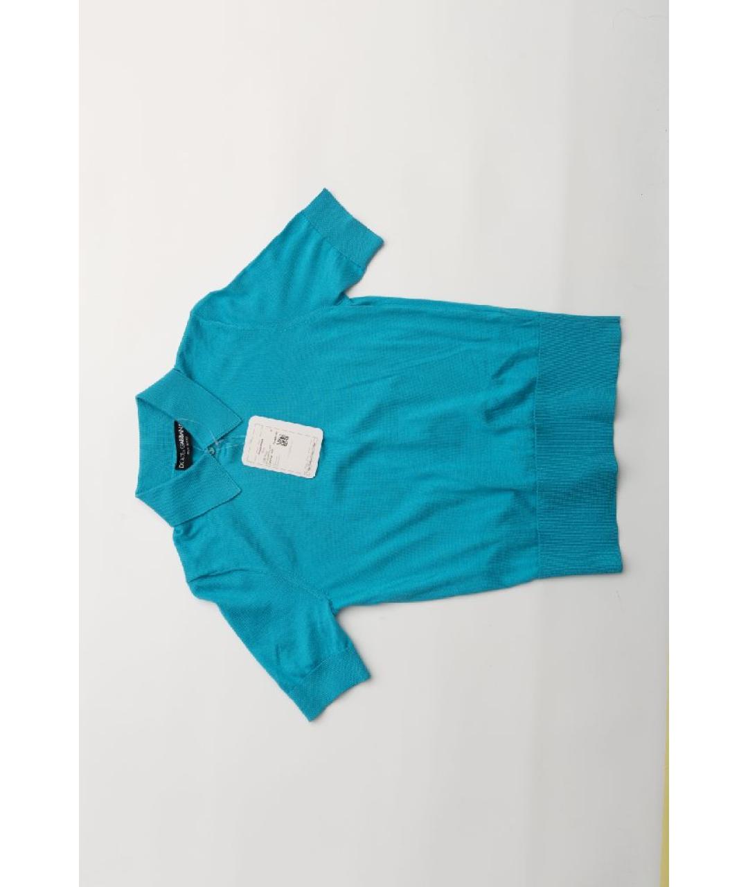 DOLCE&GABBANA Бирюзовая шелковая футболка, фото 9