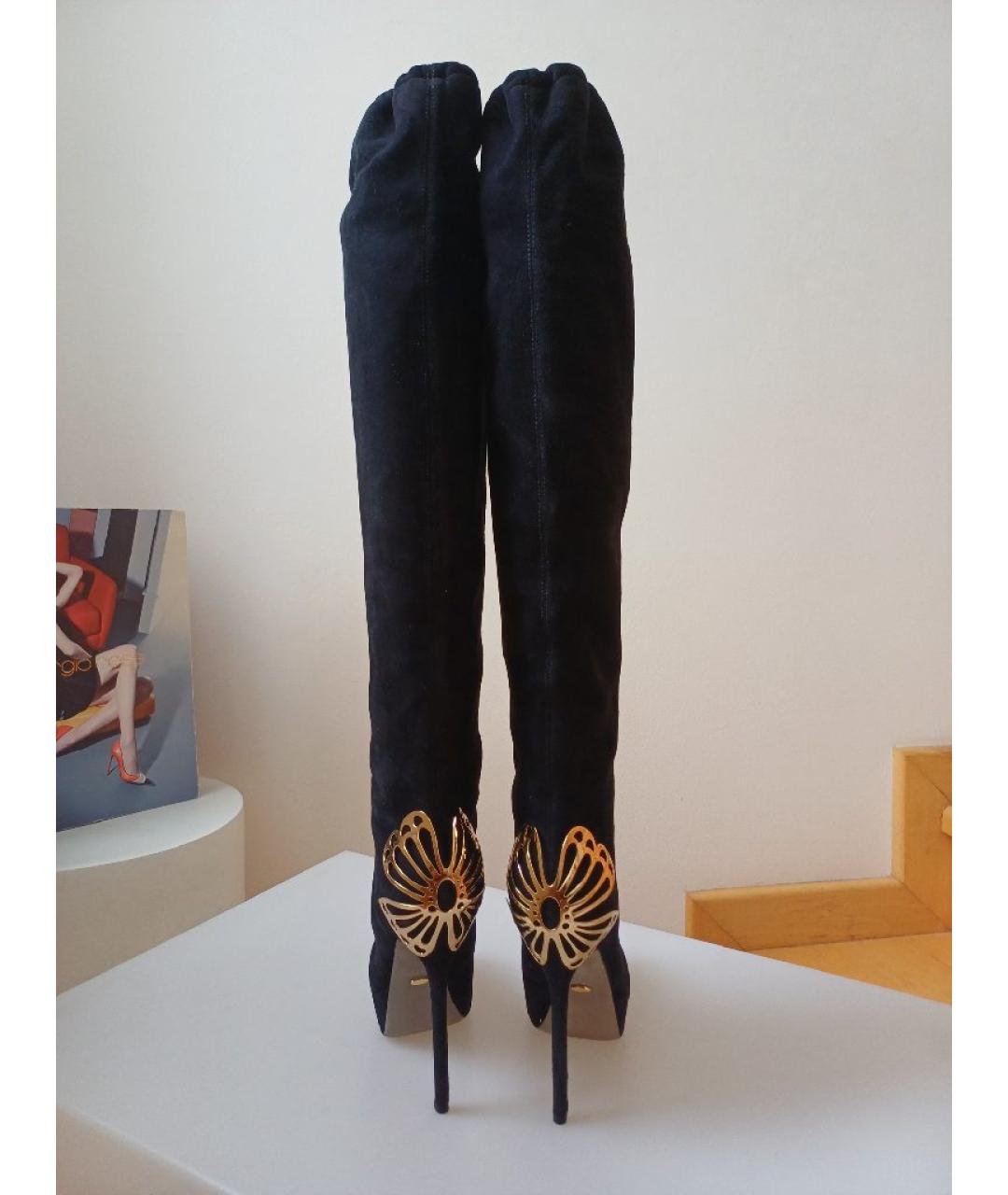 SERGIO ROSSI Черные замшевые ботфорты, фото 7