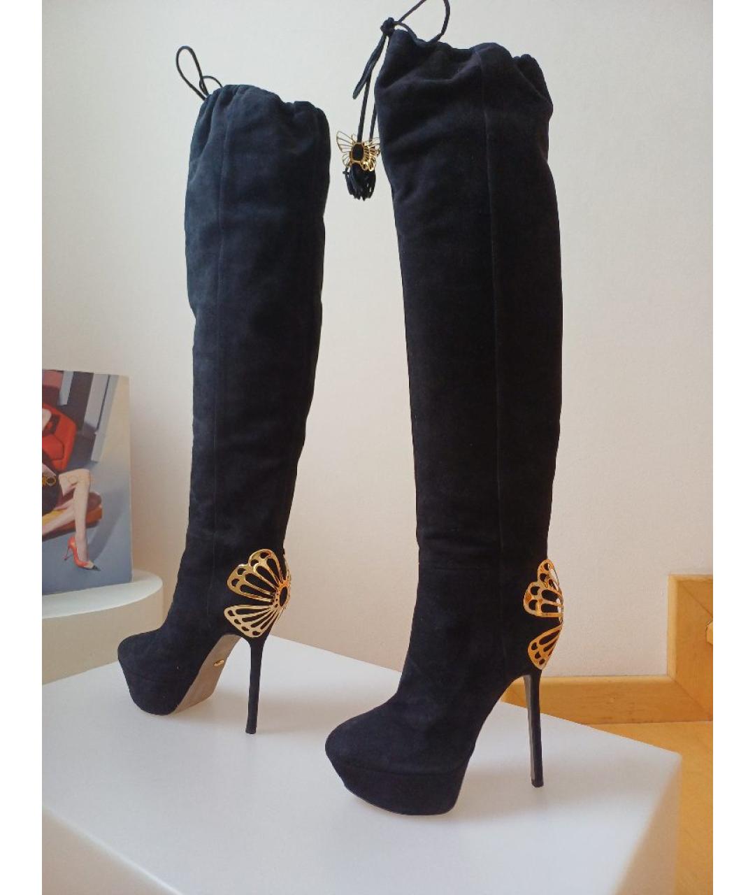 SERGIO ROSSI Черные замшевые ботфорты, фото 4