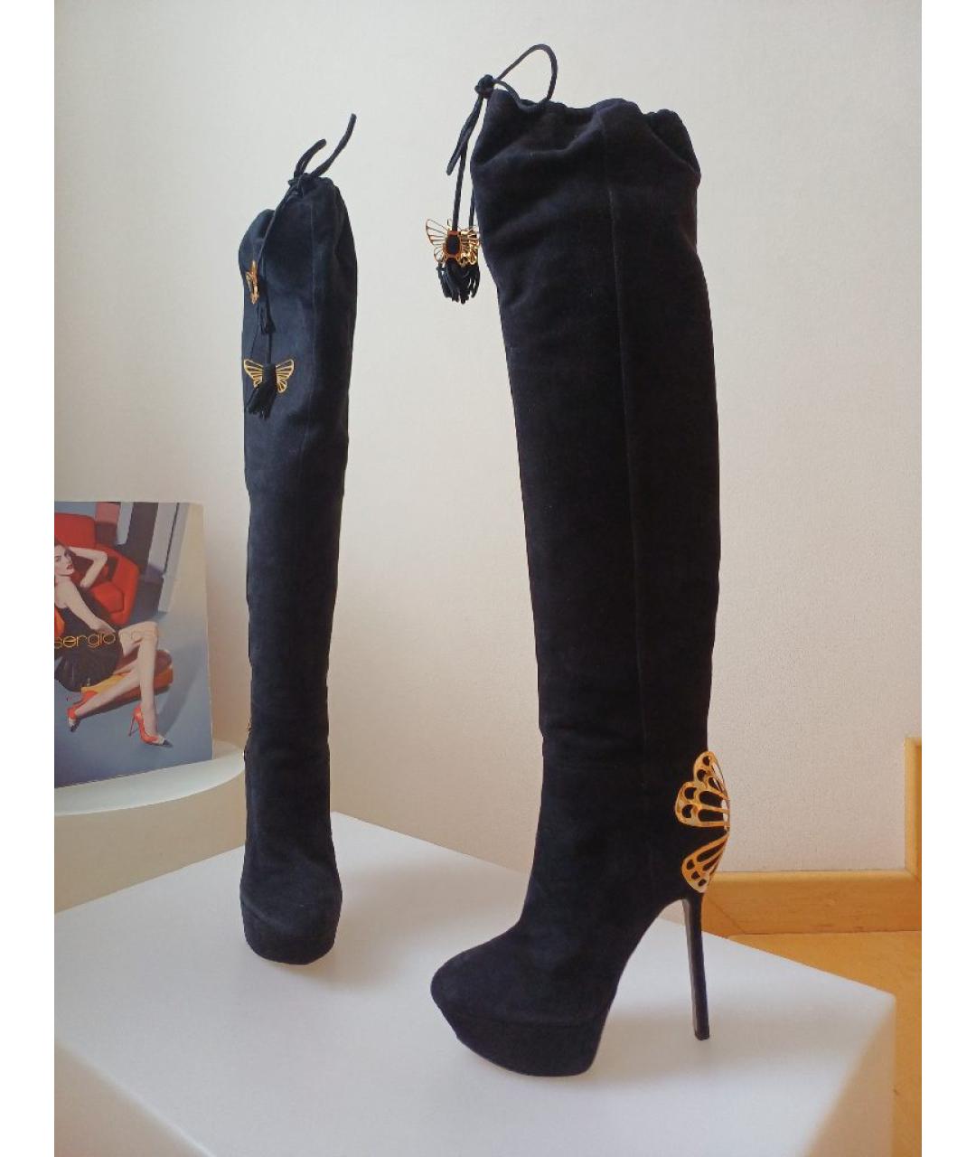 SERGIO ROSSI Черные замшевые ботфорты, фото 5