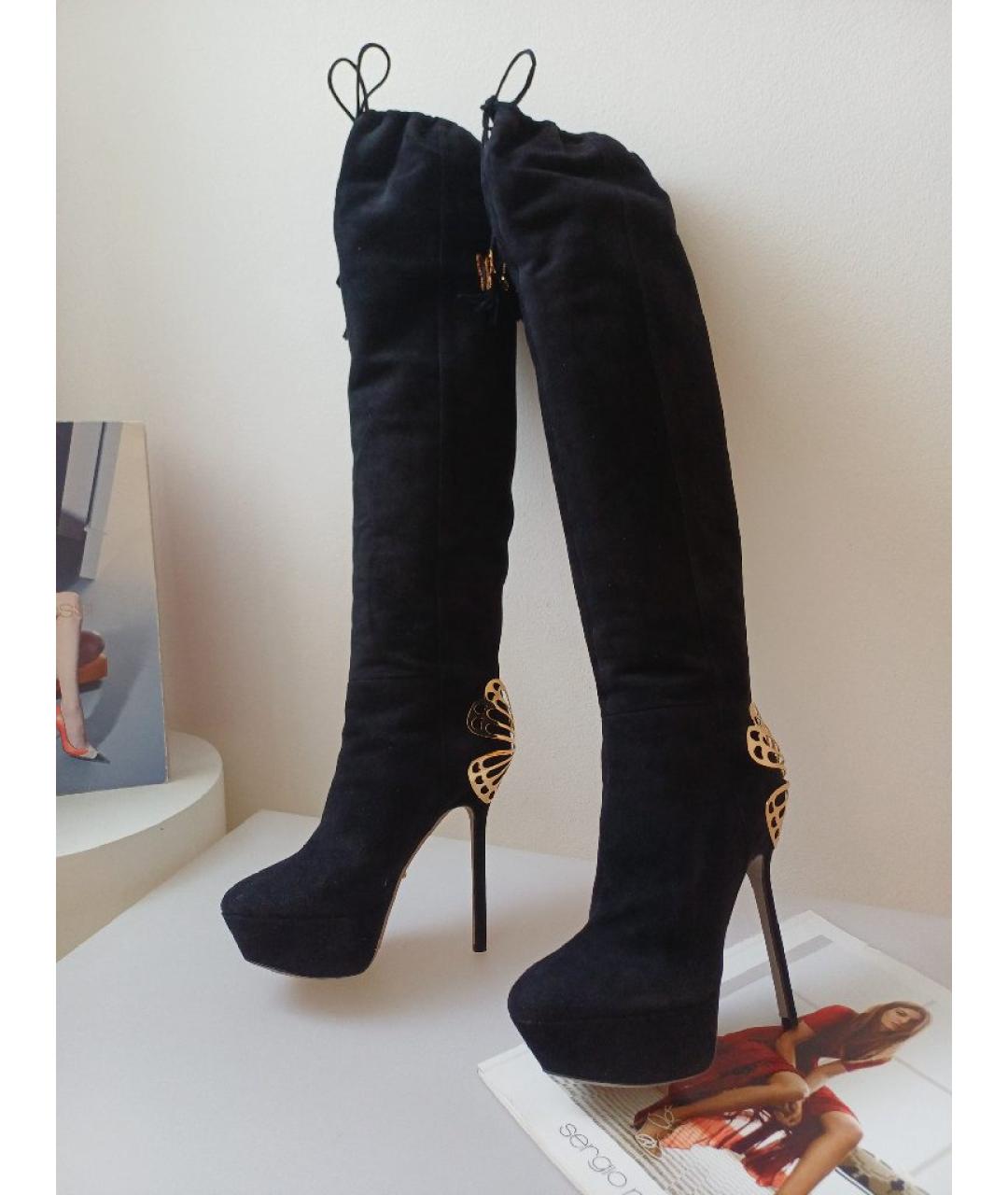 SERGIO ROSSI Черные замшевые ботфорты, фото 2