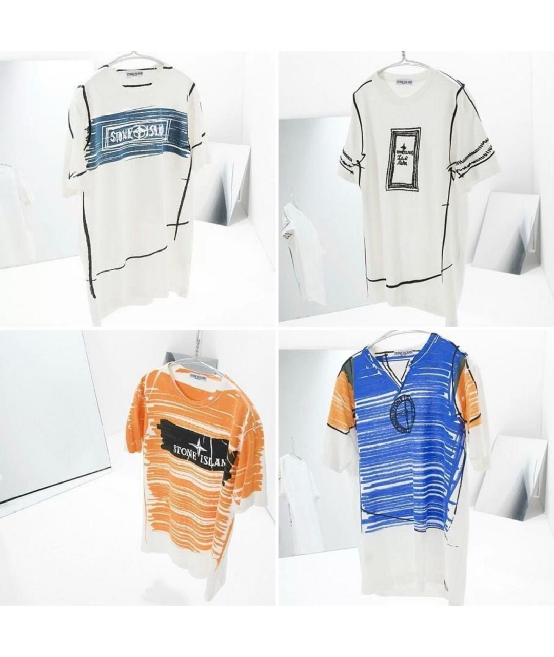 STONE ISLAND Белая хлопковая футболка, фото 3