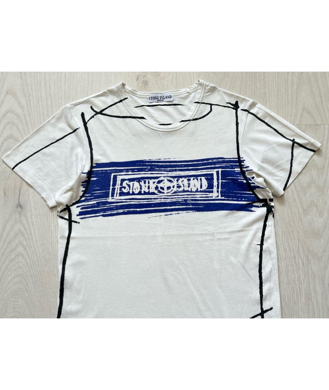 STONE ISLAND Белая хлопковая футболка, фото 4
