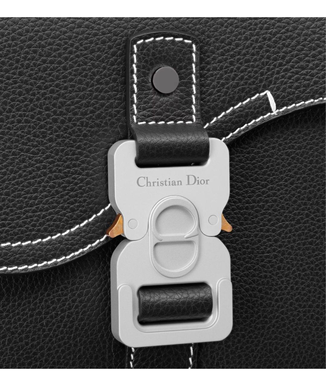CHRISTIAN DIOR Черная кожаная сумка на плечо, фото 6