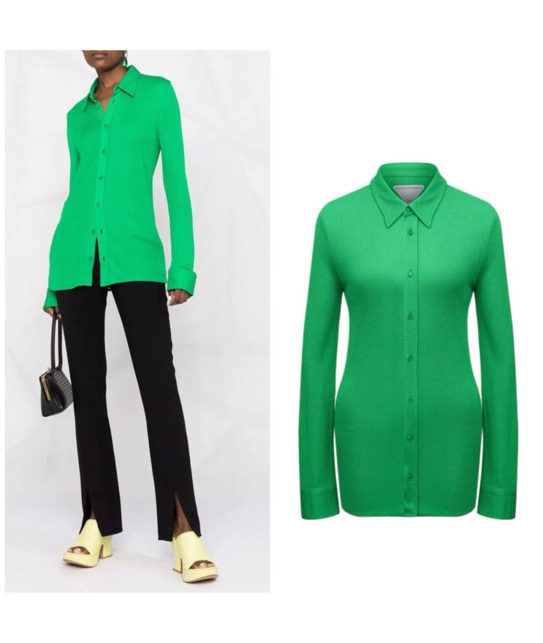 BOTTEGA VENETA Зеленая вискозная рубашка, фото 2