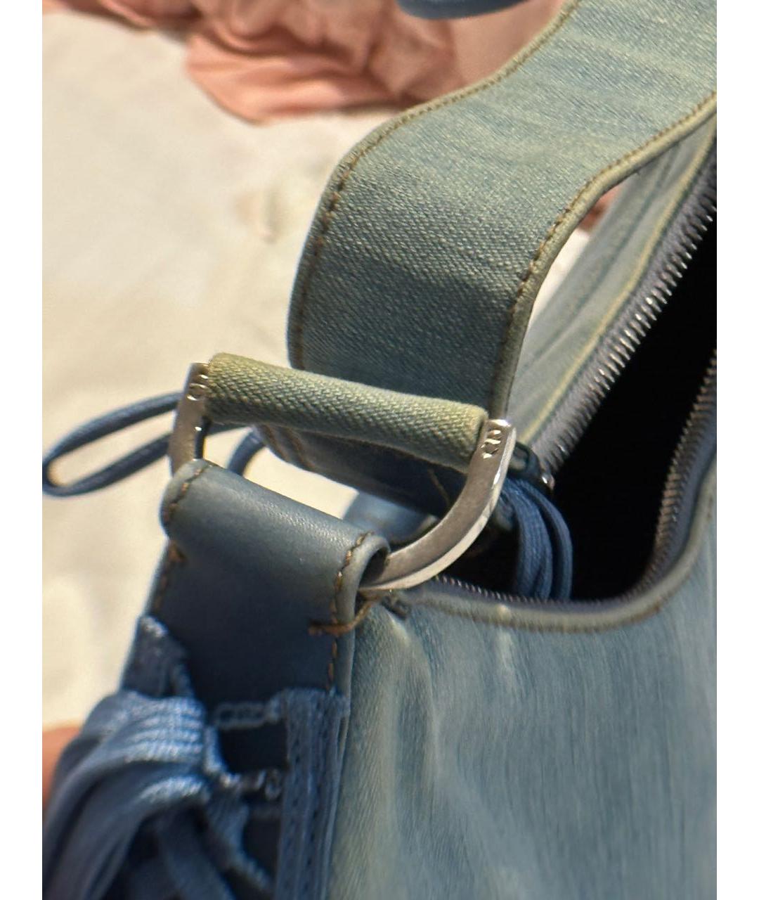 CHRISTIAN DIOR Голубая деним сумка с короткими ручками, фото 5