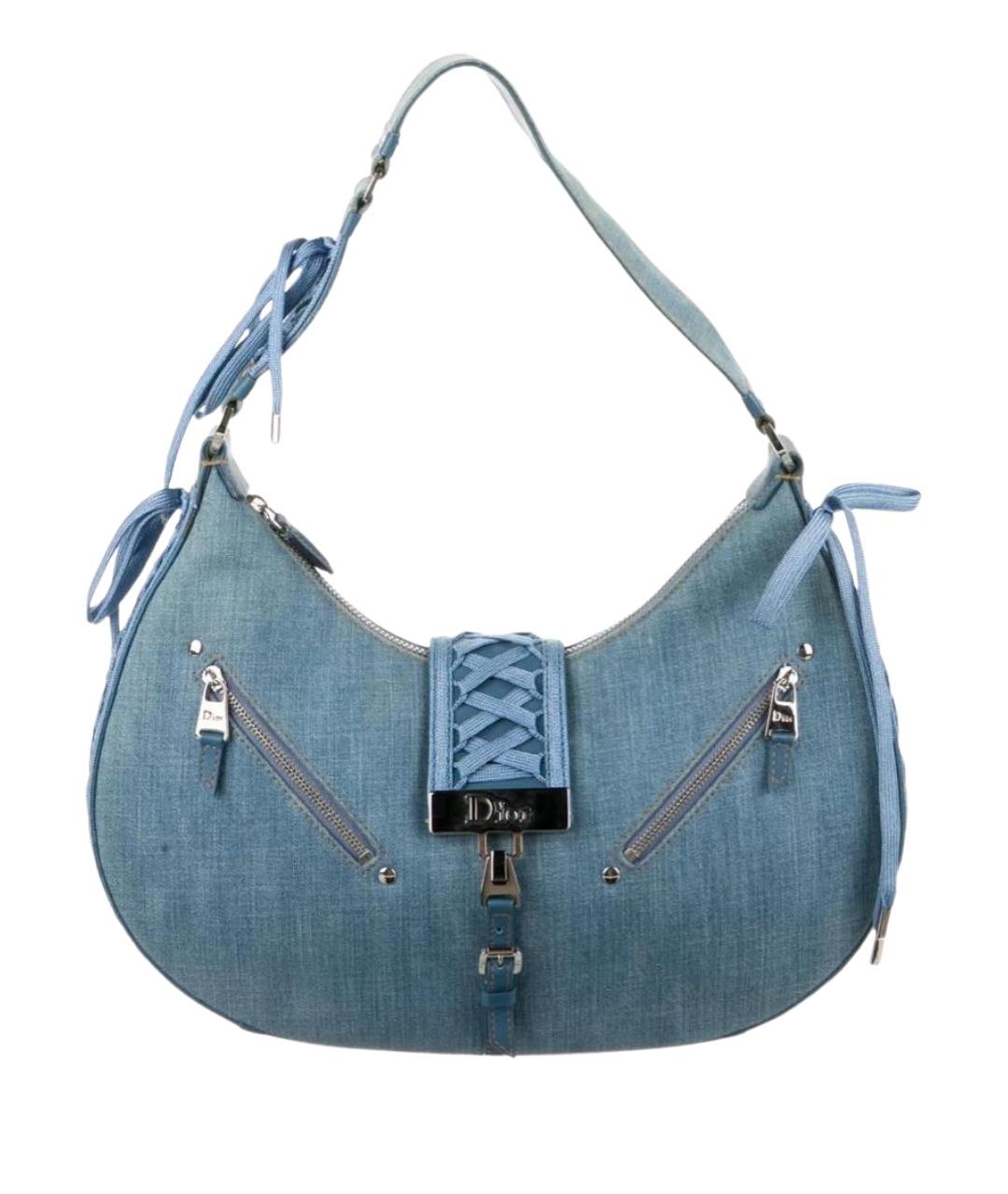 CHRISTIAN DIOR Голубая деним сумка с короткими ручками, фото 1