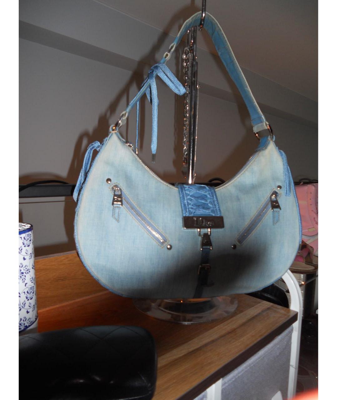 CHRISTIAN DIOR Голубая деним сумка с короткими ручками, фото 8