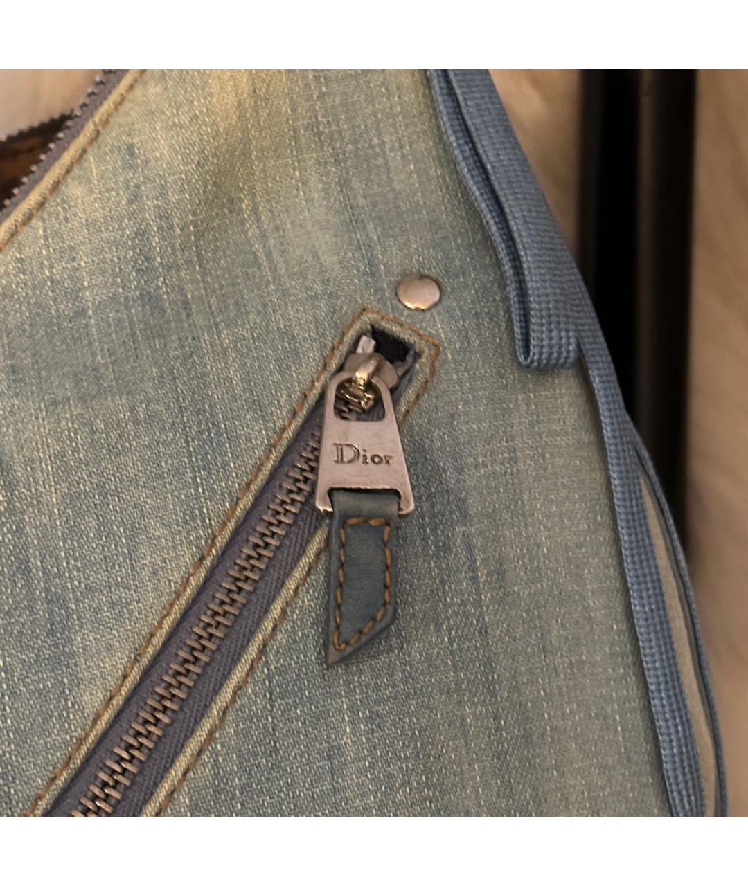 CHRISTIAN DIOR Голубая деним сумка с короткими ручками, фото 7
