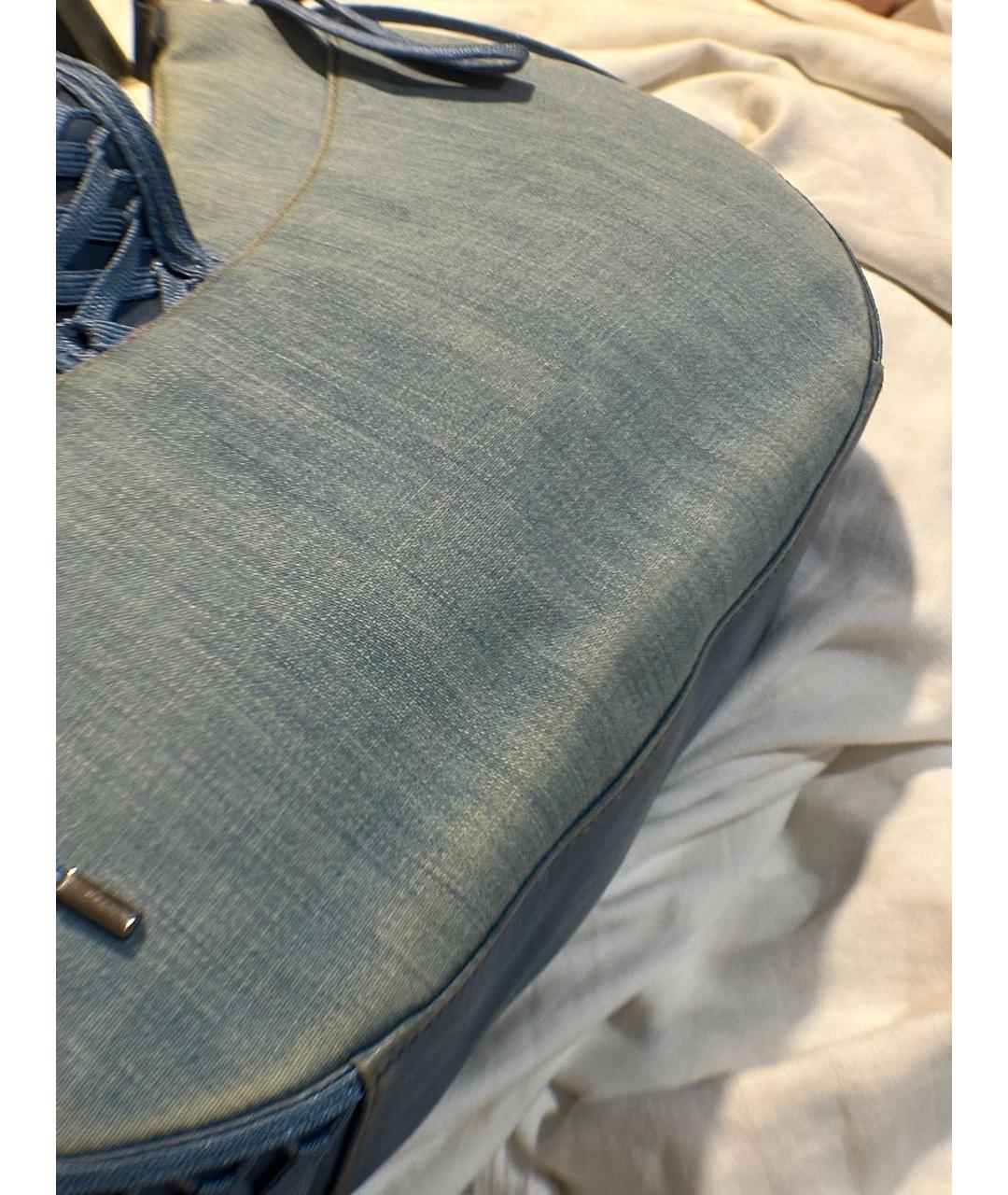 CHRISTIAN DIOR Голубая деним сумка с короткими ручками, фото 4