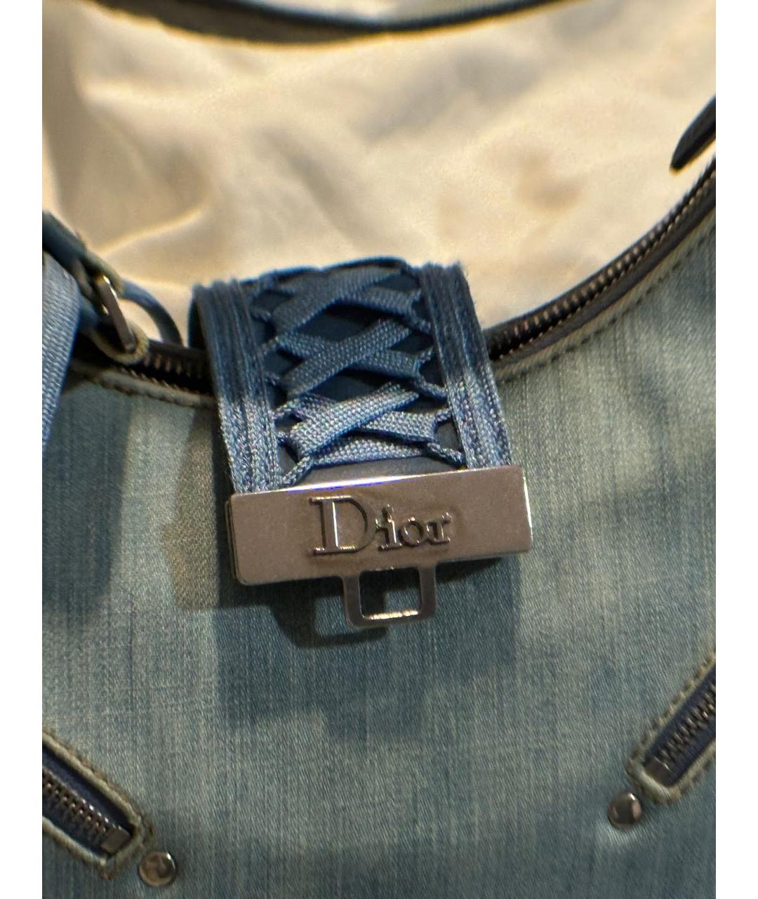 CHRISTIAN DIOR Голубая деним сумка с короткими ручками, фото 6