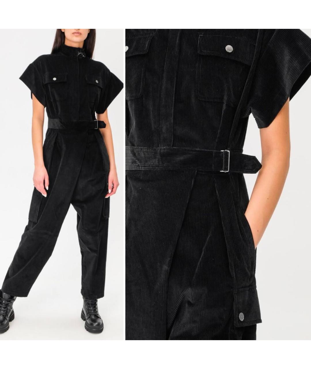 WEEKEND MAX MARA Черный хлопковый комбинезон, фото 2