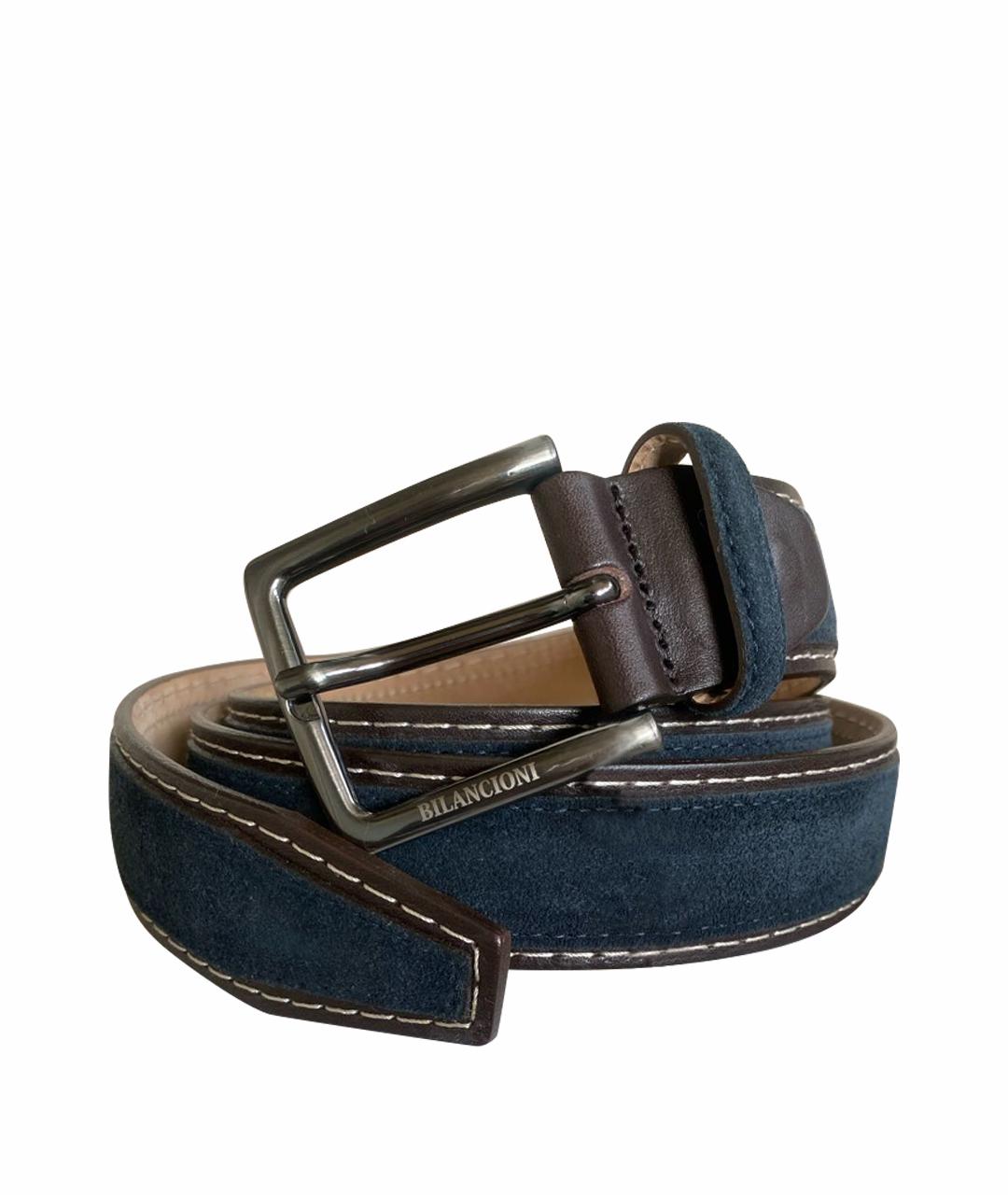 BILANCIONI Синий кожаный ремень, фото 1