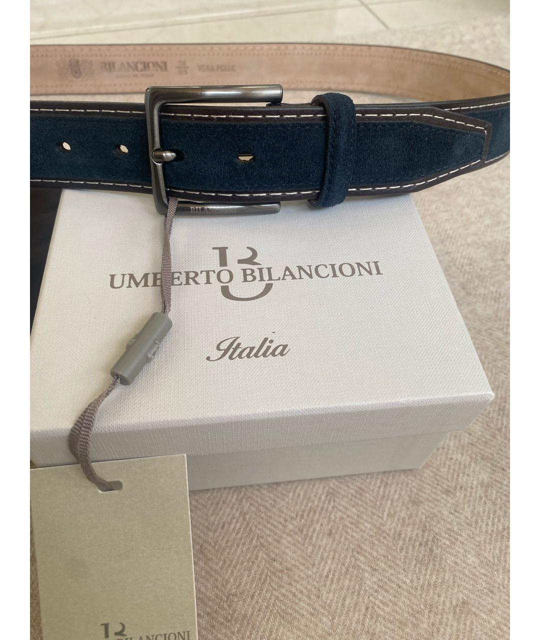 BILANCIONI Синий кожаный ремень, фото 2
